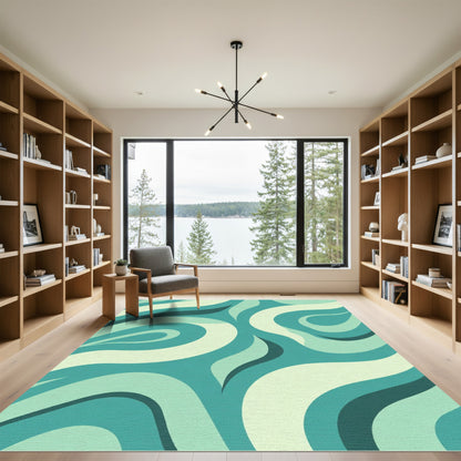 Teal Mid Century Flow Rug