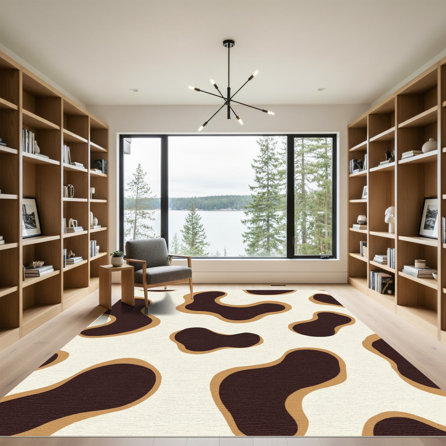 Brown and Cream Cow Print Spots Rug