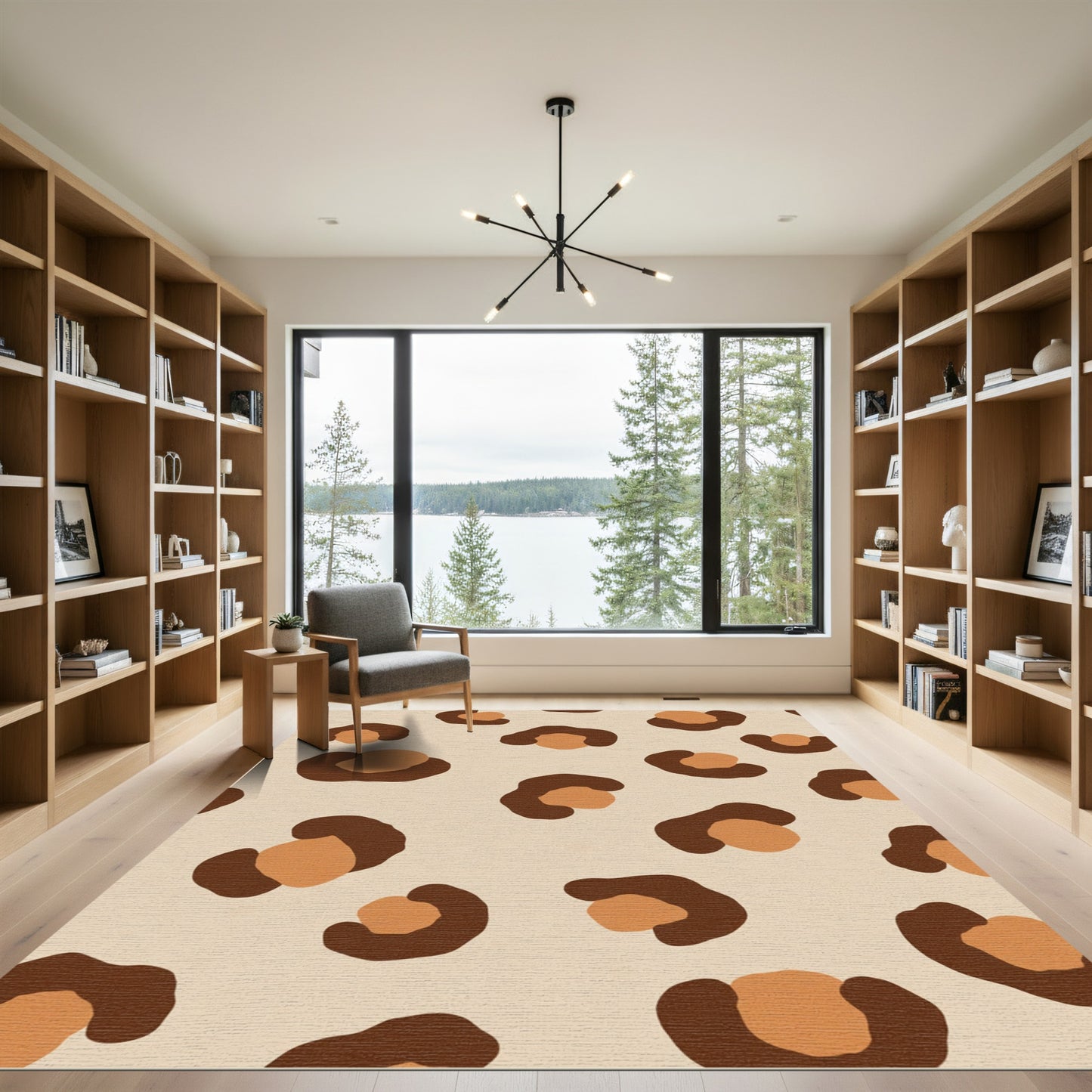 Chic Brown Spotted Animal Print Rug