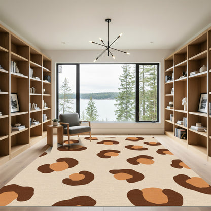 Chic Brown Spotted Animal Print Rug