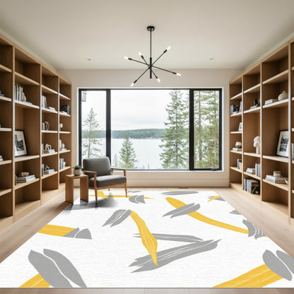 Yellow Gray Abstract Spatter Rug