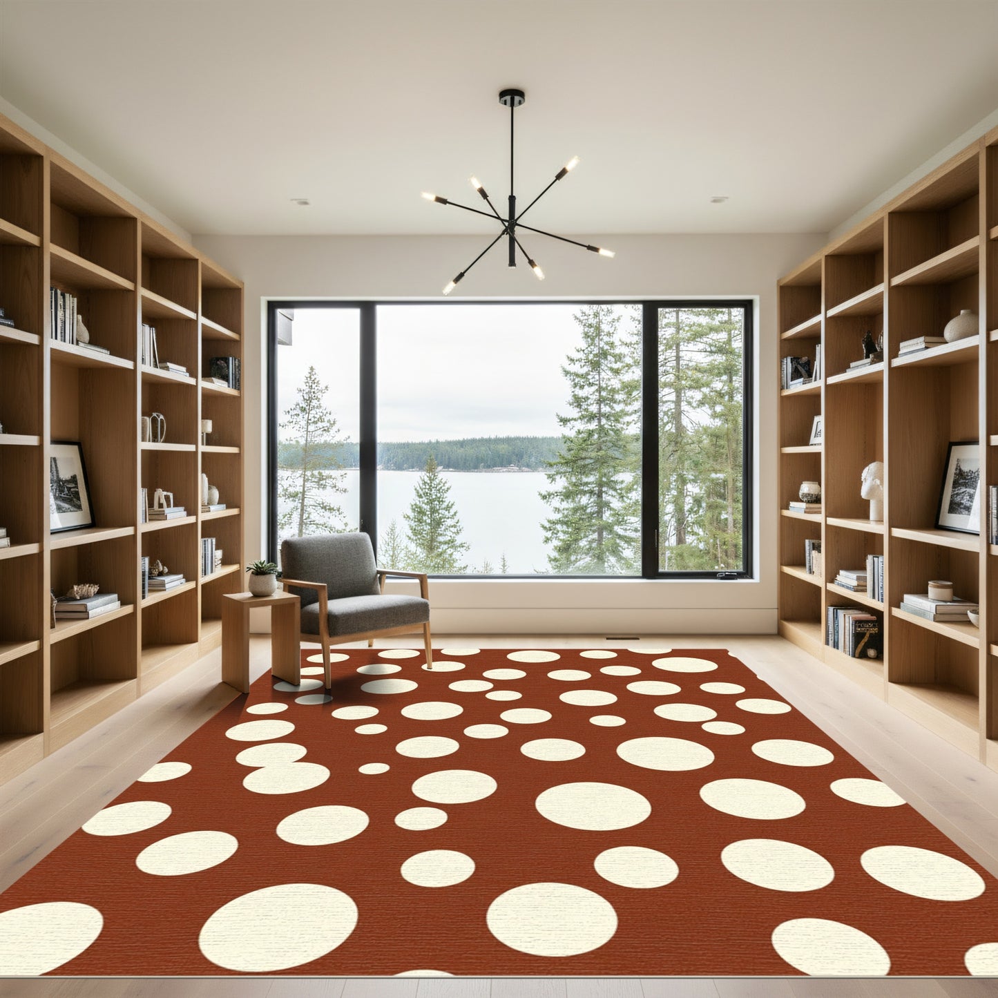Brown Cream Random Polka Dot Rug
