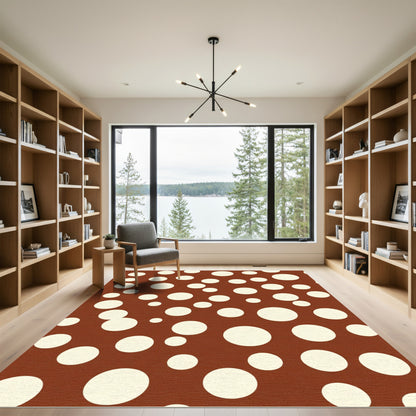 Brown Cream Random Polka Dot Rug