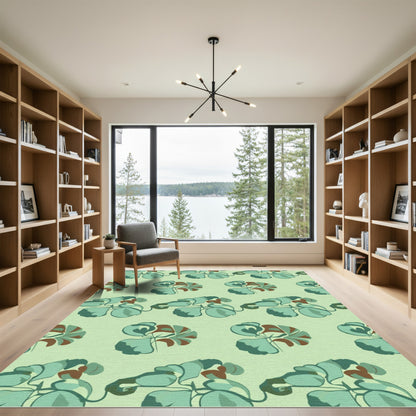 Aqua Fern Art Deco Rug