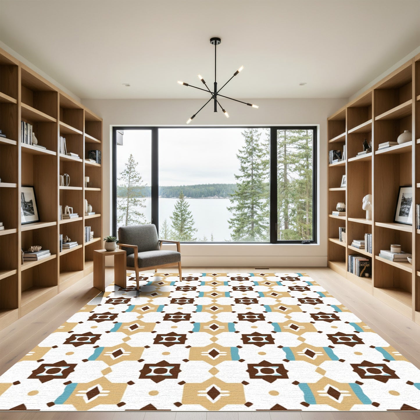 Mid Century Geometric Diamond Star Rug