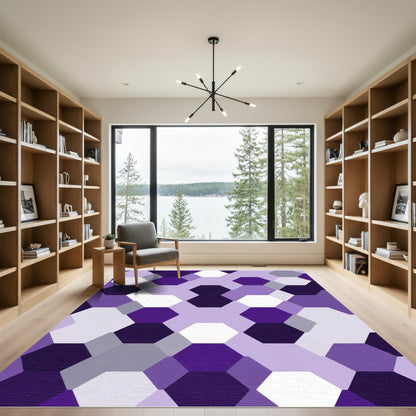 Purple Hexagonal Geometric Collage Rug