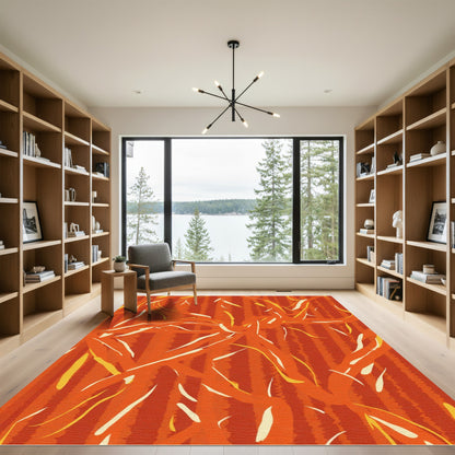 Warm Orange Abstract Stripe Rug
