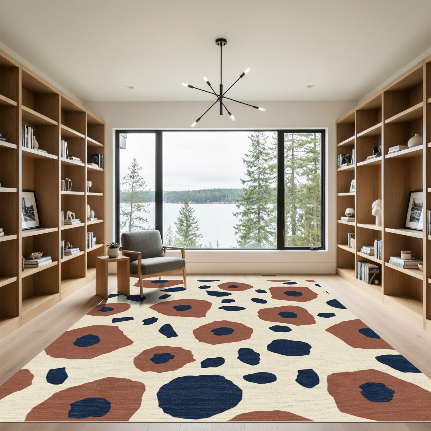 Terracotta Navy Bloom Scatter Rug