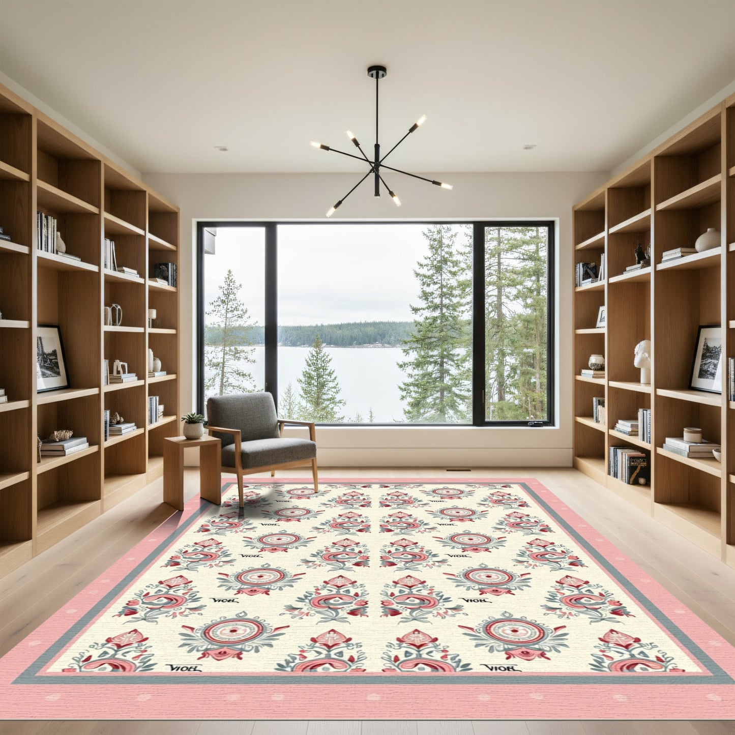 Vintage Pink Floral Paisley medallion Rug