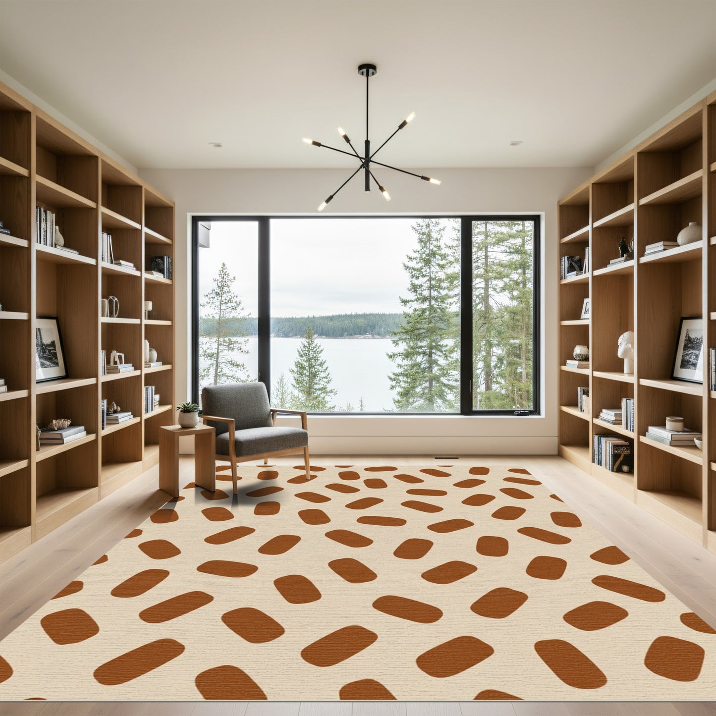 Brown Speckle Backdrop Oval Composition Rug