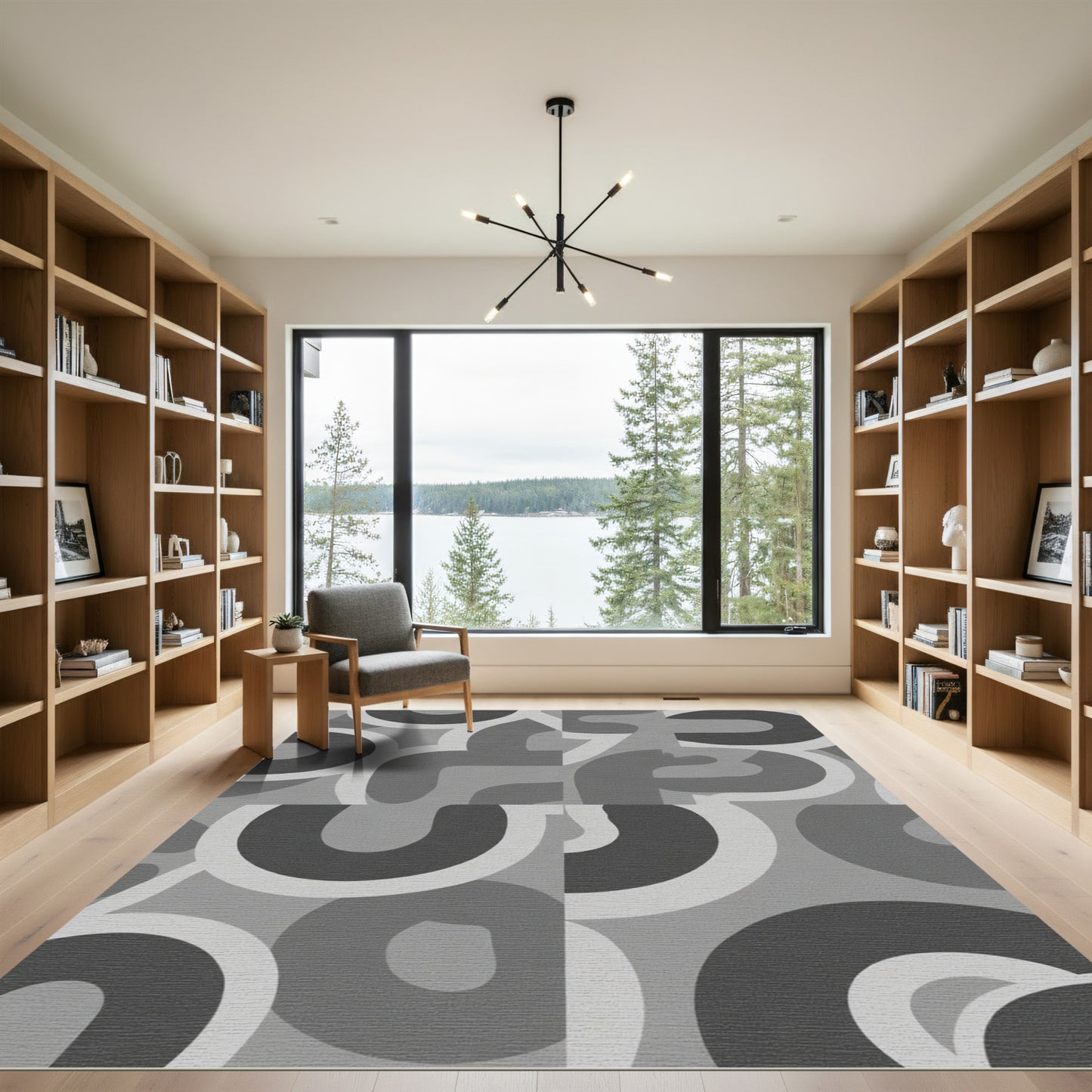 Monochromatic Abstract Geometric Composition Rug