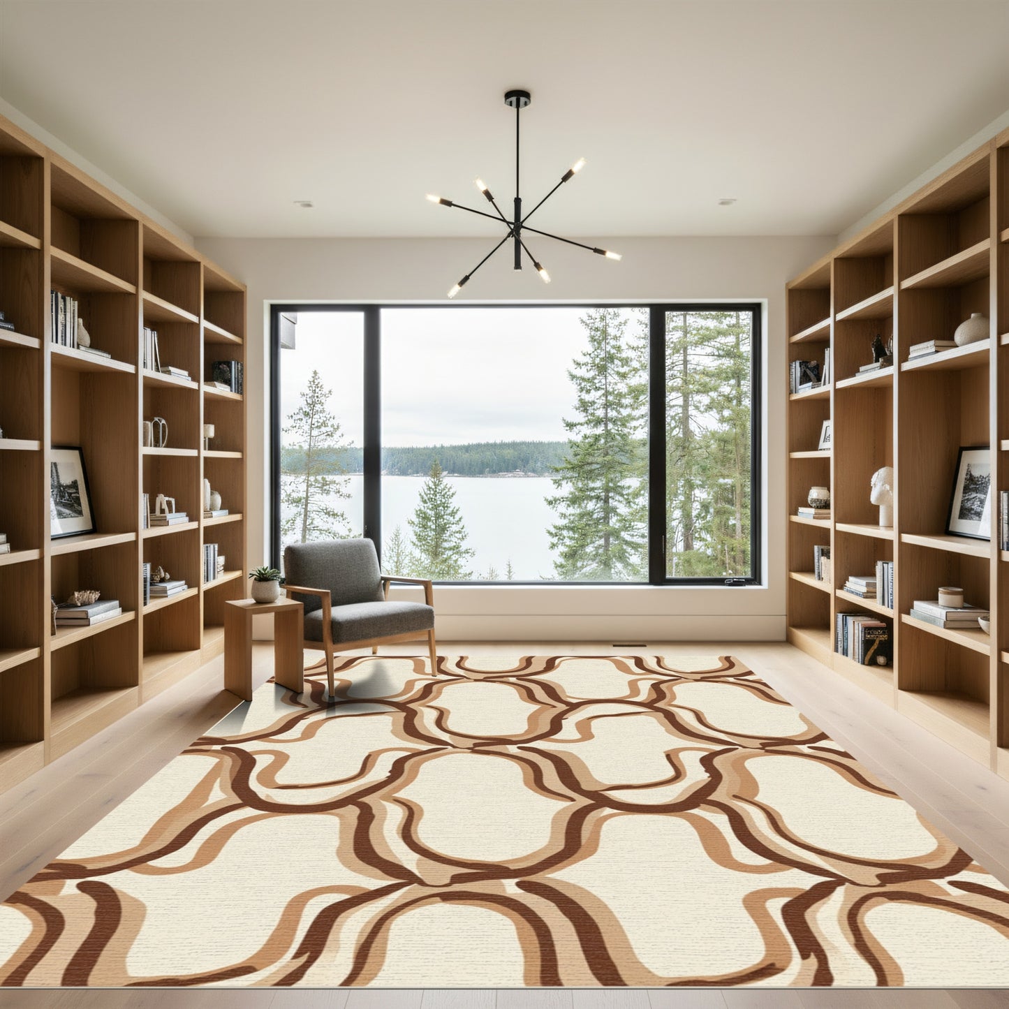 Striped Organic Swirl Brown Rug