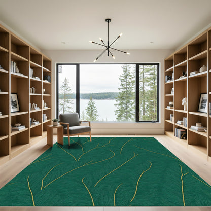 Emerald Green Branch Foliage Rug