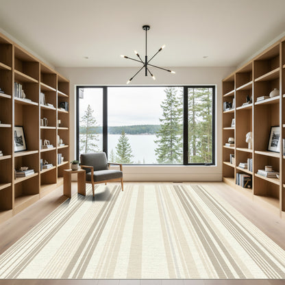 Neutral Vertical Stripe Statement Rug