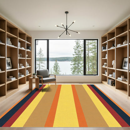 Warm Earth Tone Vertical Stripe Rug