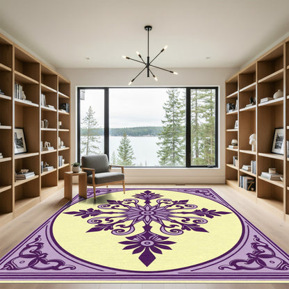 Purple Floral Medallion Oval Frame Rug