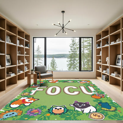 Cute Whimsical Forest Creature Border Rug