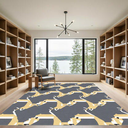 Modern Yellow Camel Geometric Rug