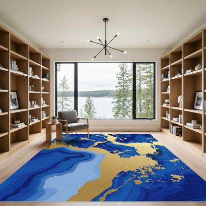 Deep Blue Gold Agate Vein Rug