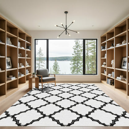 Monochromatic Quatrefoil Geometric Interlocking Rug