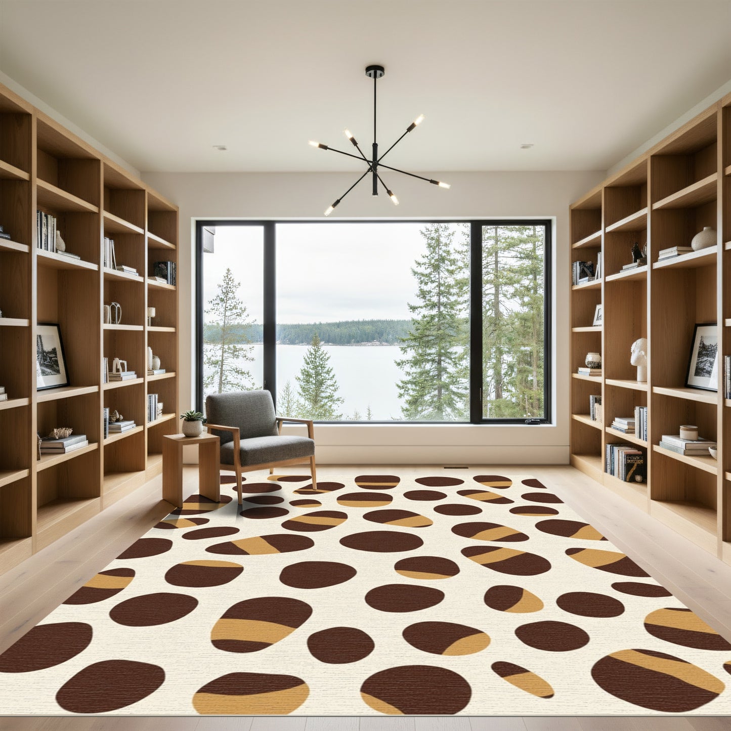 Chic Brown Ochre Pebble Scatter Rug