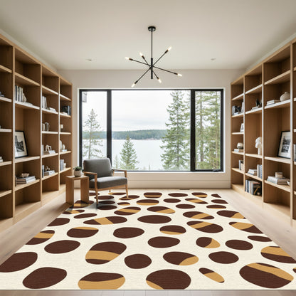 Chic Brown Ochre Pebble Scatter Rug