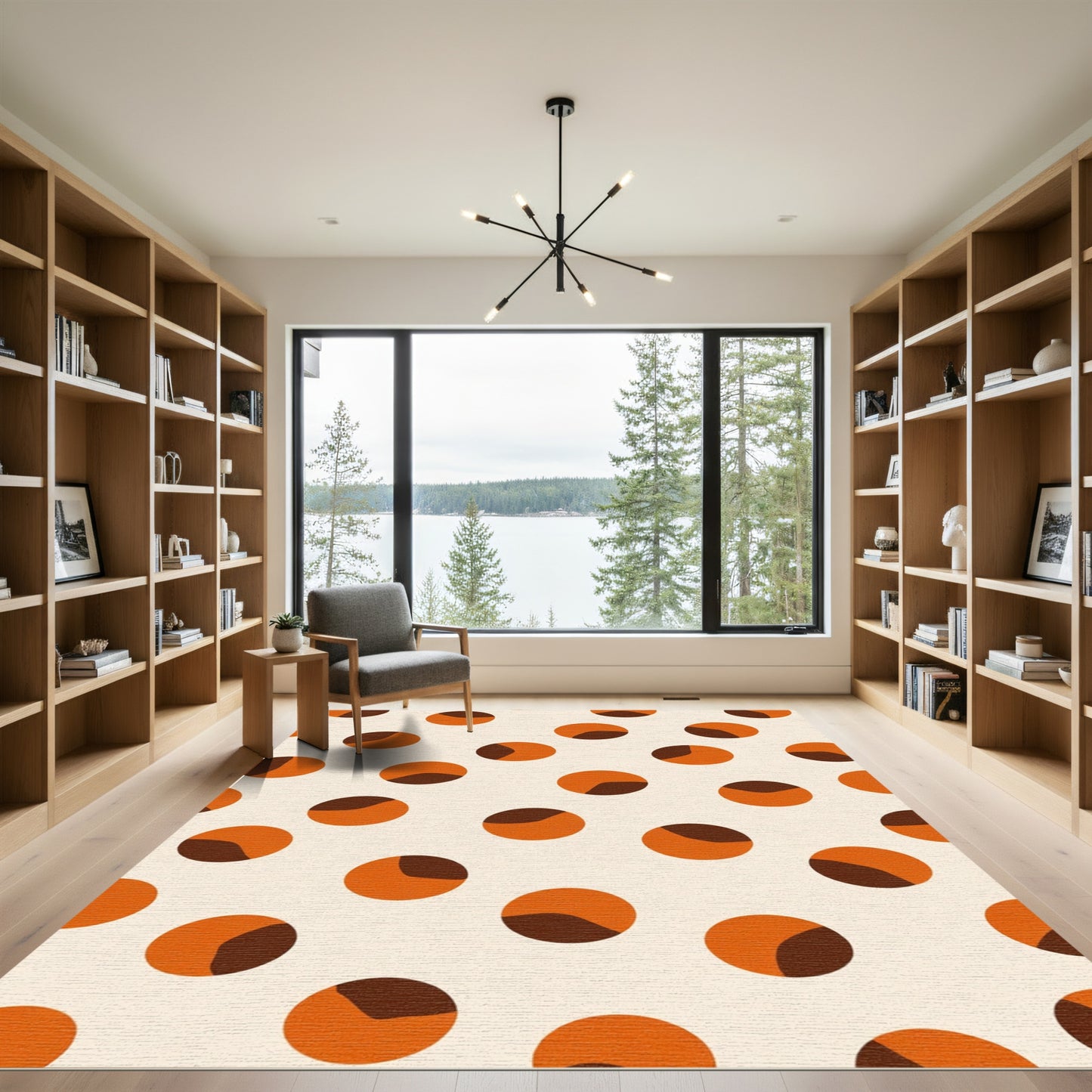 Orange Brown Polka Dot Circles Rug