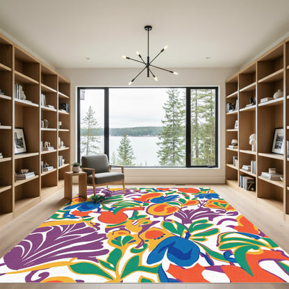 Vibrant Floral Foliage Abstract Rug