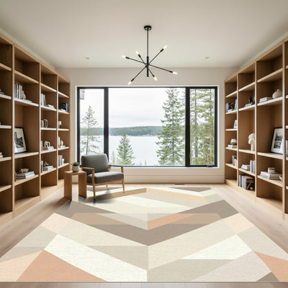 Geometric Abstract Terracotta Neutral Rug