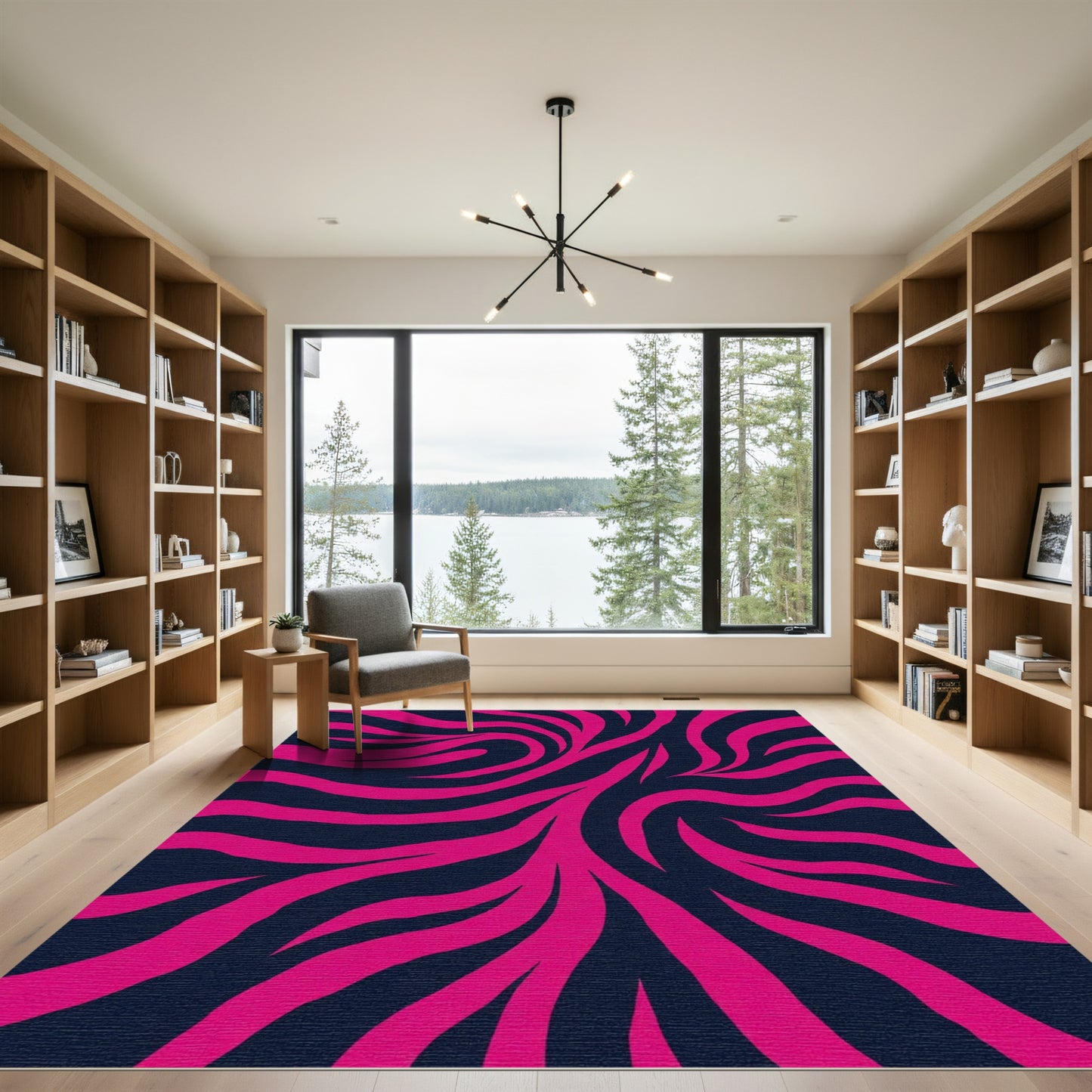 Bold Magenta Swirls Dark Rug