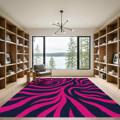 Bold Magenta Swirls Dark Rug