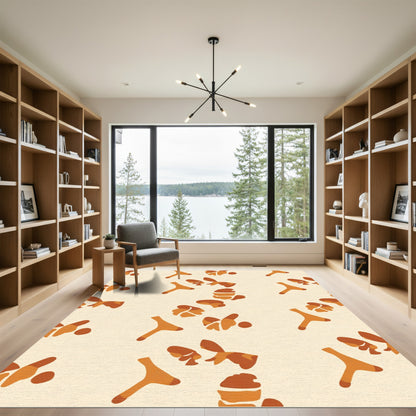 Earthy Brown Abstract Organic Shapes Rug