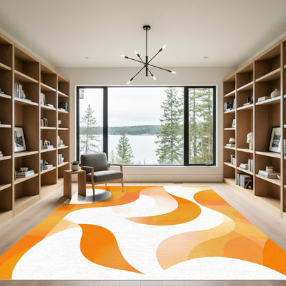 Orange Abstract Organic Wave Rug