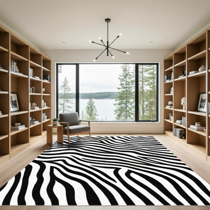 Striking Black White Zebra Stripes Rug