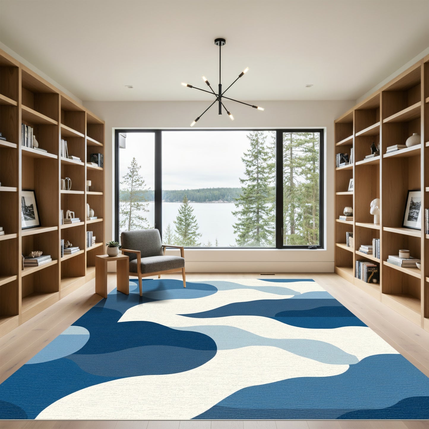 Blue Gradient Abstract Flow Rug