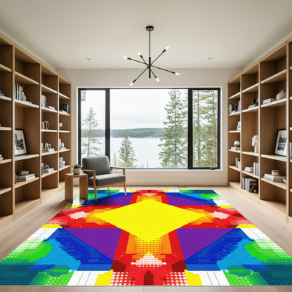 Vibrant Geometric Layered Diamond Rug