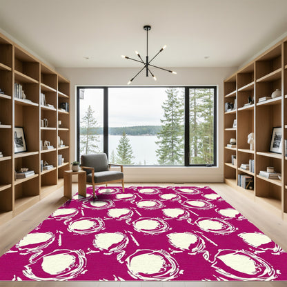 Magenta Cream Floral Imprint Rug