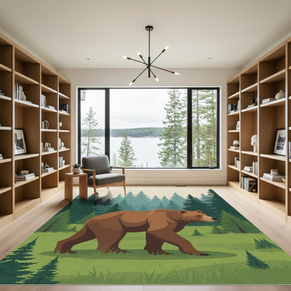 Brown Bear Forest Landscape Rug