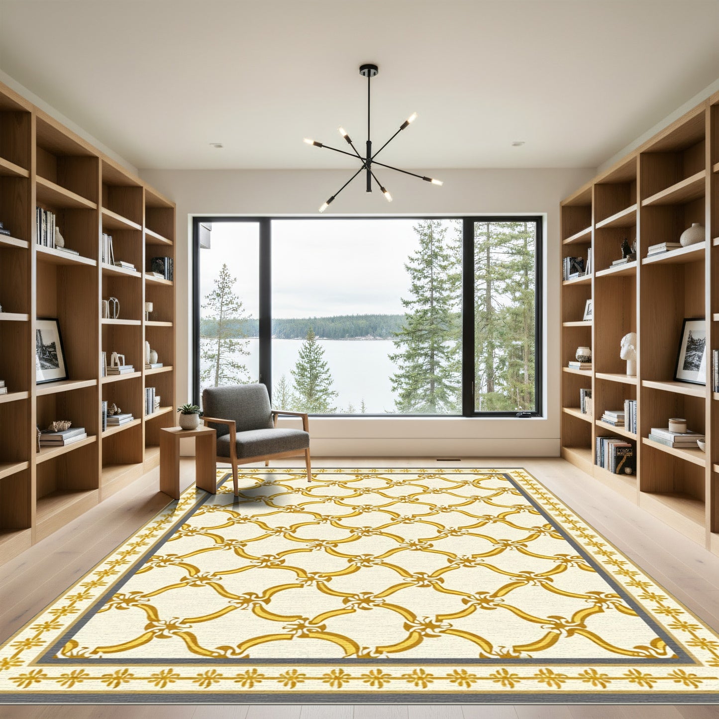 Golden Quatrefoil Geometric Lattice Rug
