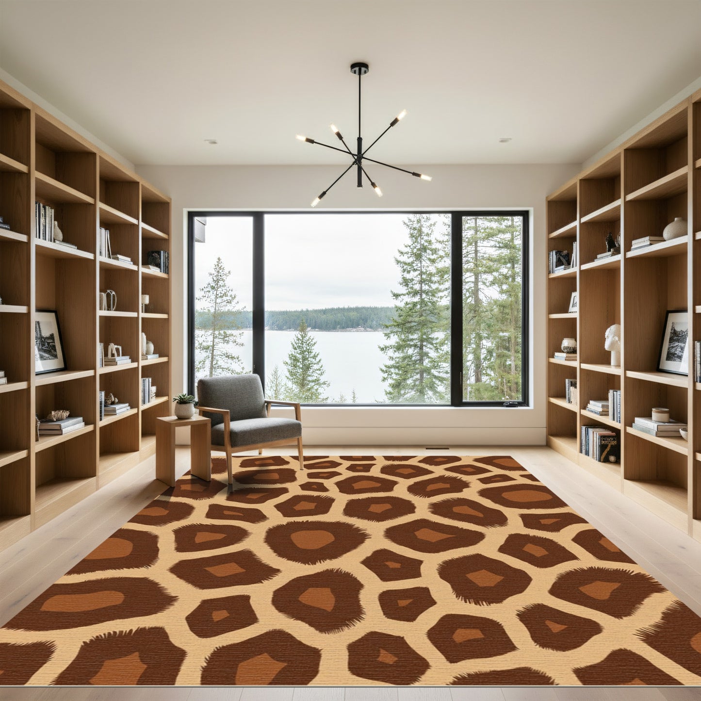 Brown Giraffe Spot Print Rug
