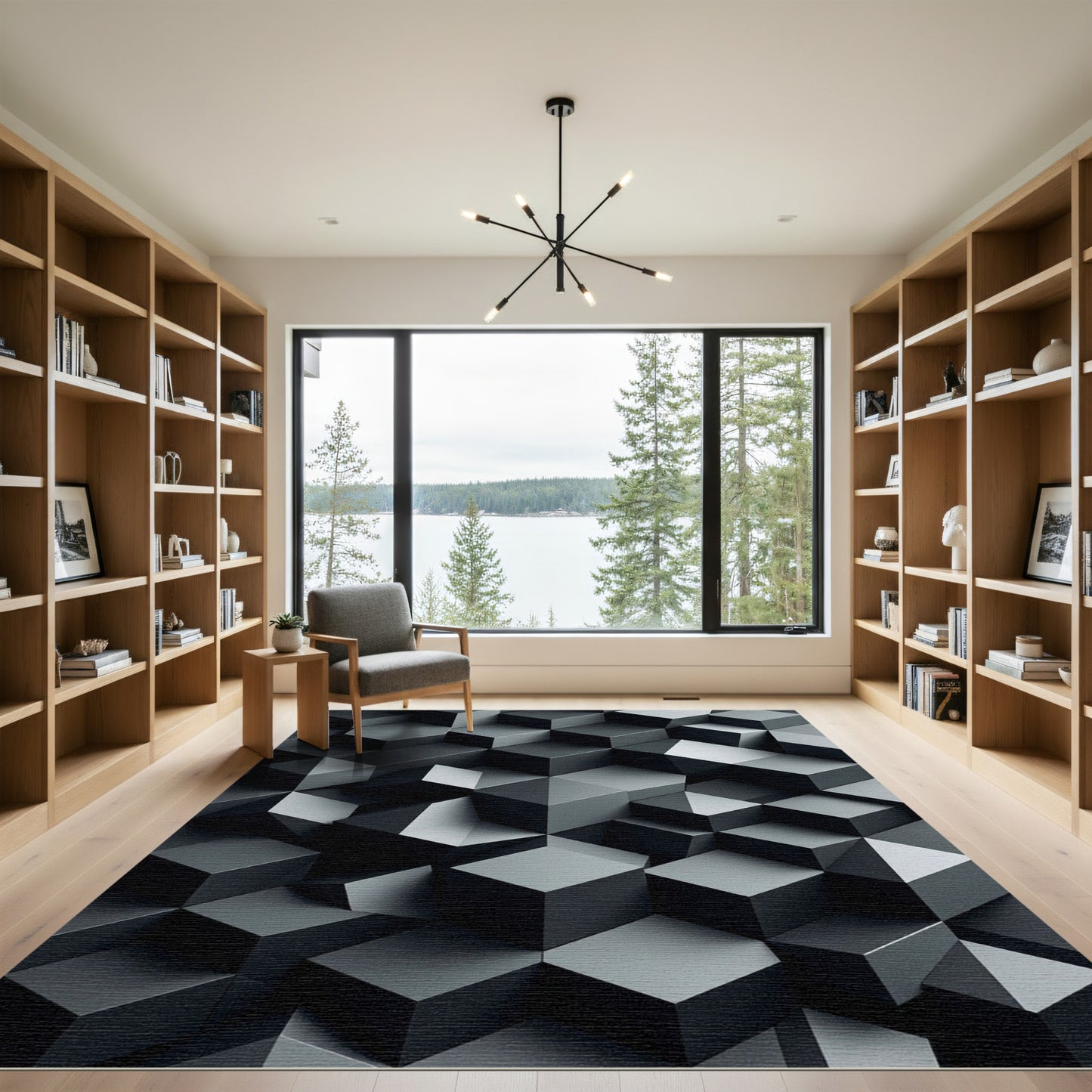 Monochromatic Cubic Illusion Rug