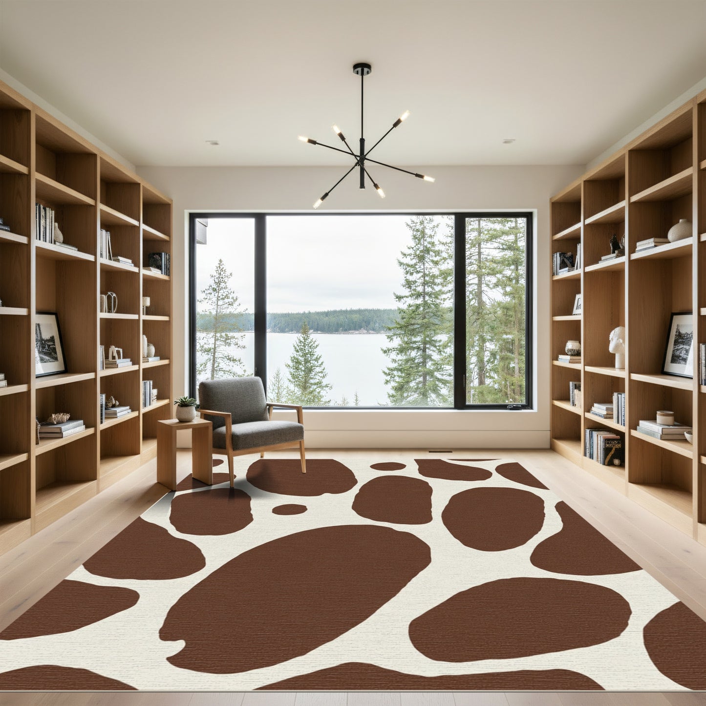 Brown Cream Animal Spots Rug