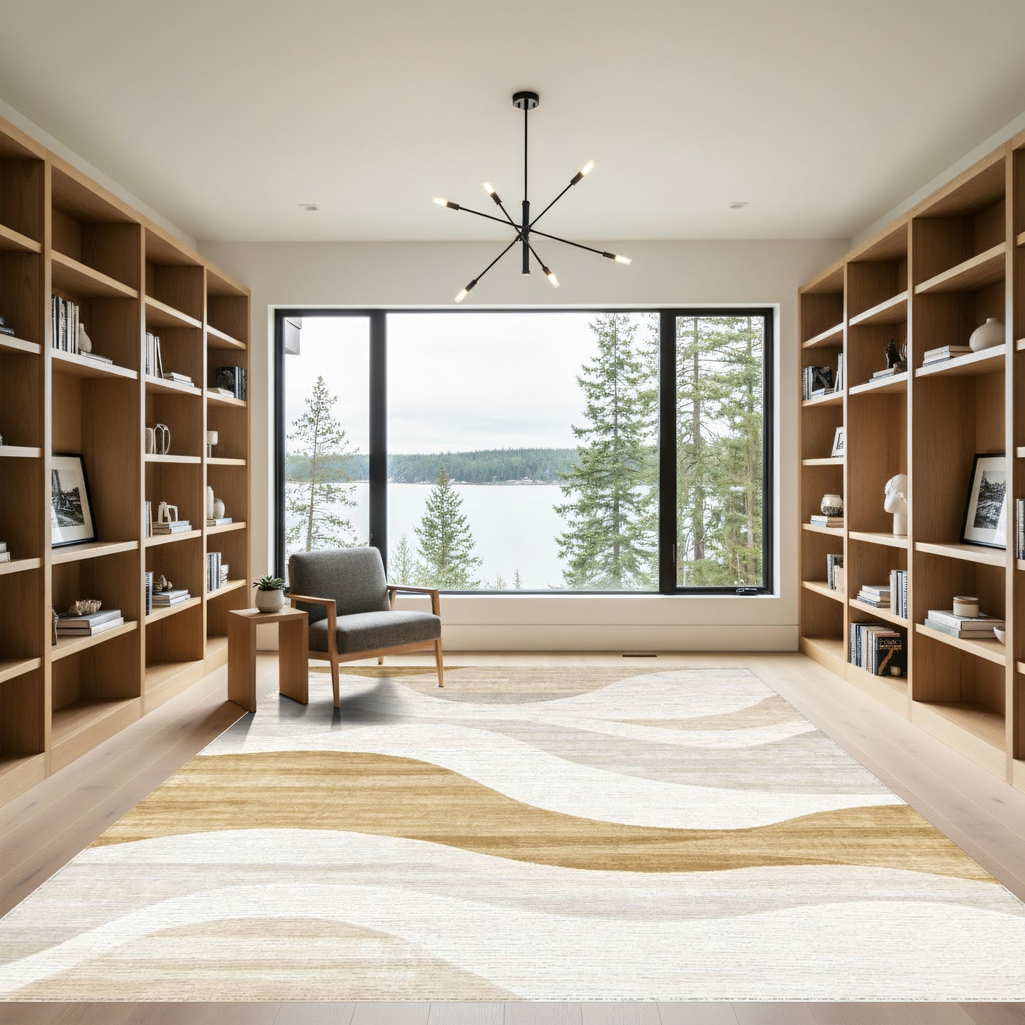 Ivory Beige Wavy Layers Rug