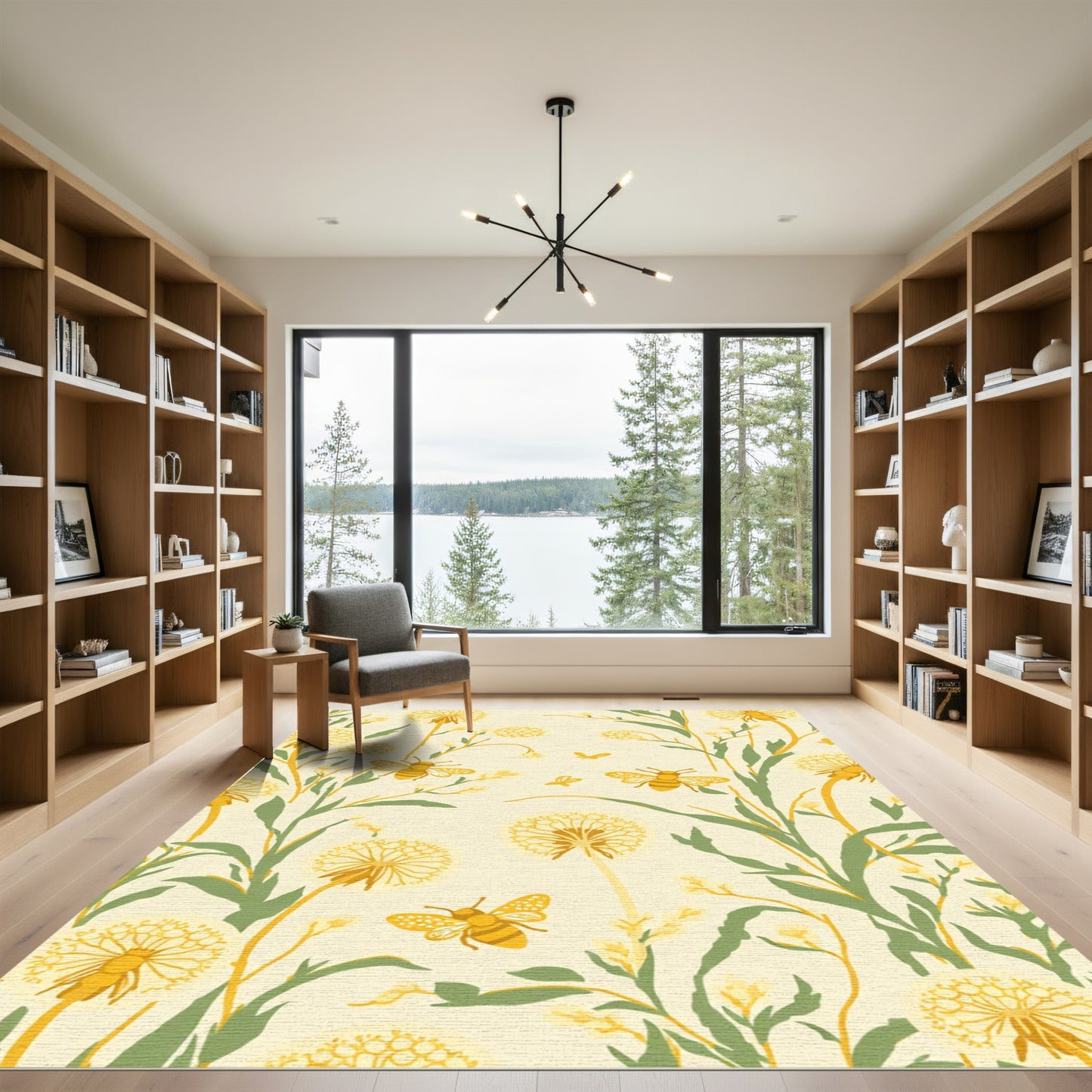 Yellow Dandelion Bee Garden Rug