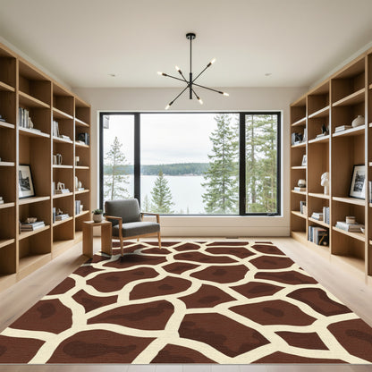Brown Cream Patched Organic Rug