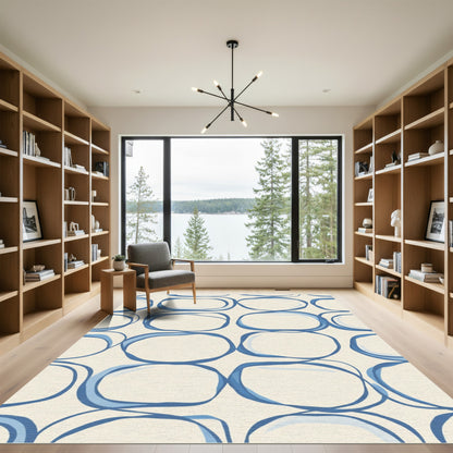 Blue Organic Shape Mid Century Rug