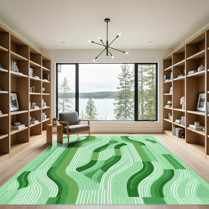 Emerald Green Abstract Flow Rug