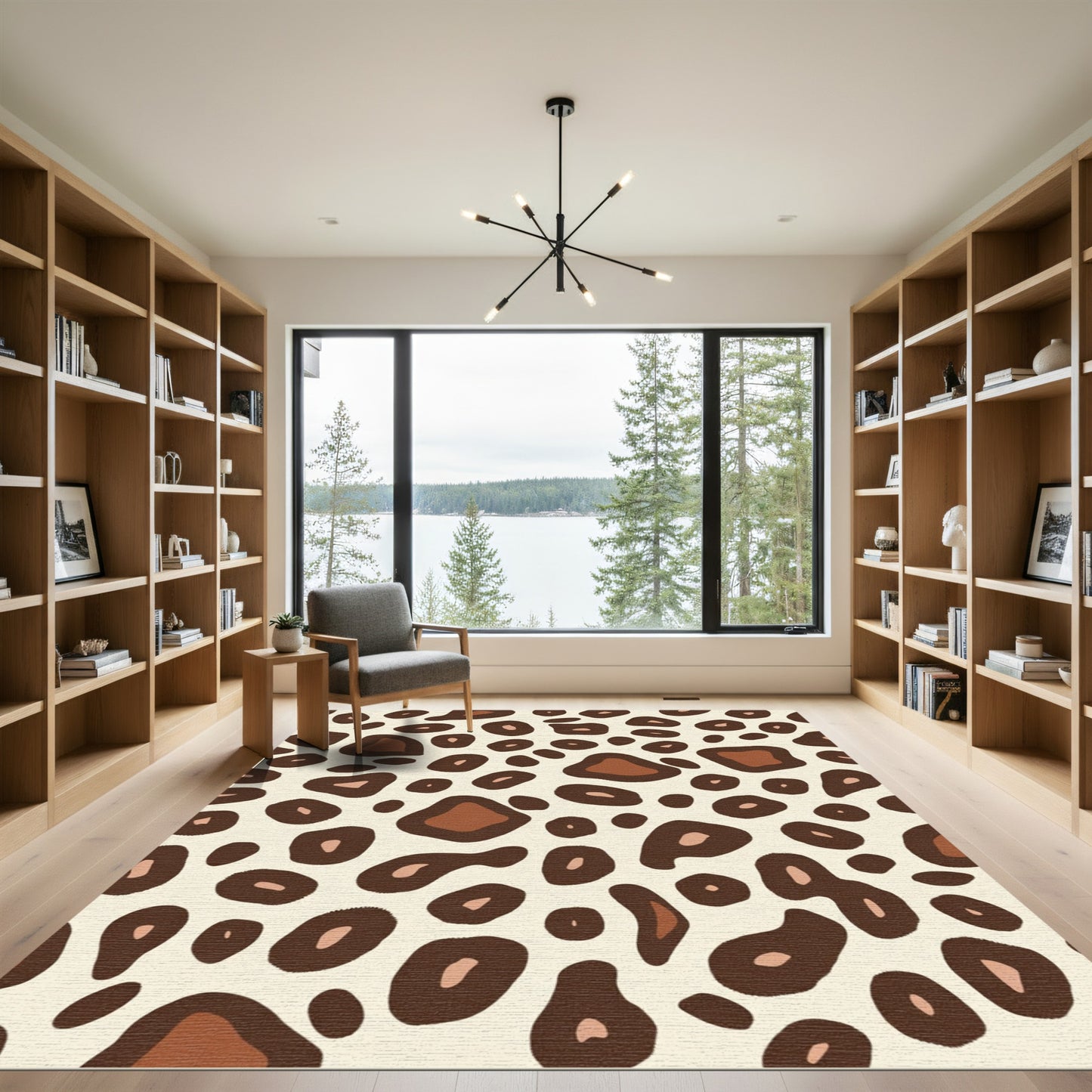 Brown and Cream Animal Spots Rug