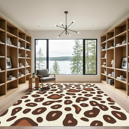 Brown and Cream Animal Spots Rug