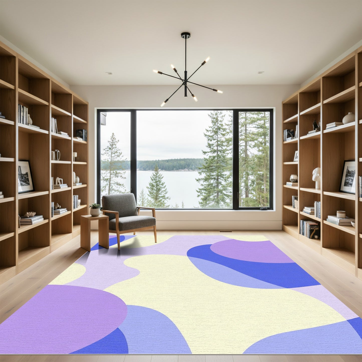 Lavender Blue Abstract Organic Shapes Rug